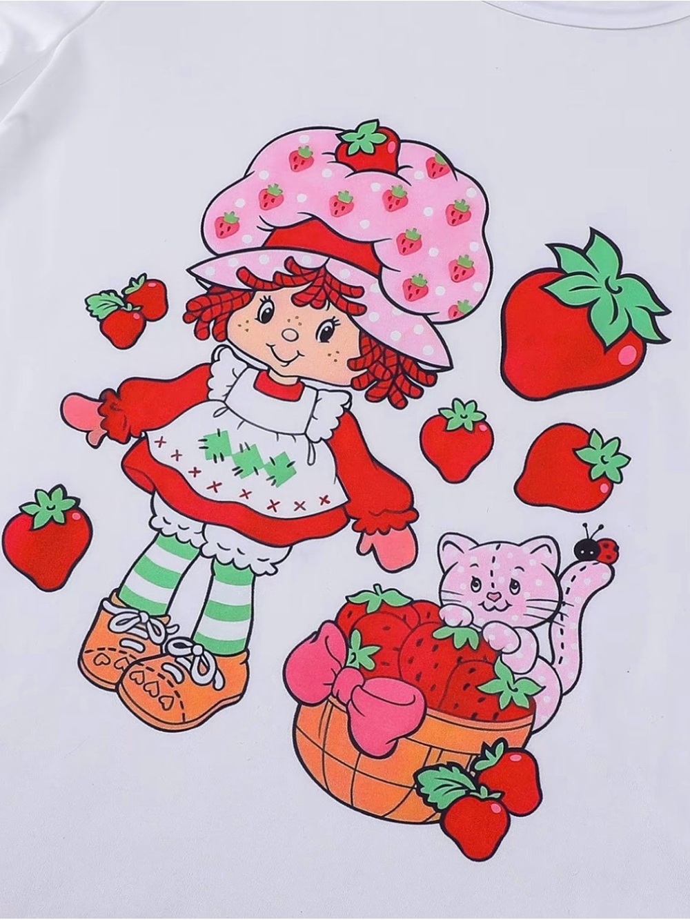 Women Strawberry Print Pink & White Pajama Set 3 pieces- size  XL 14 - Picture 3 of 6